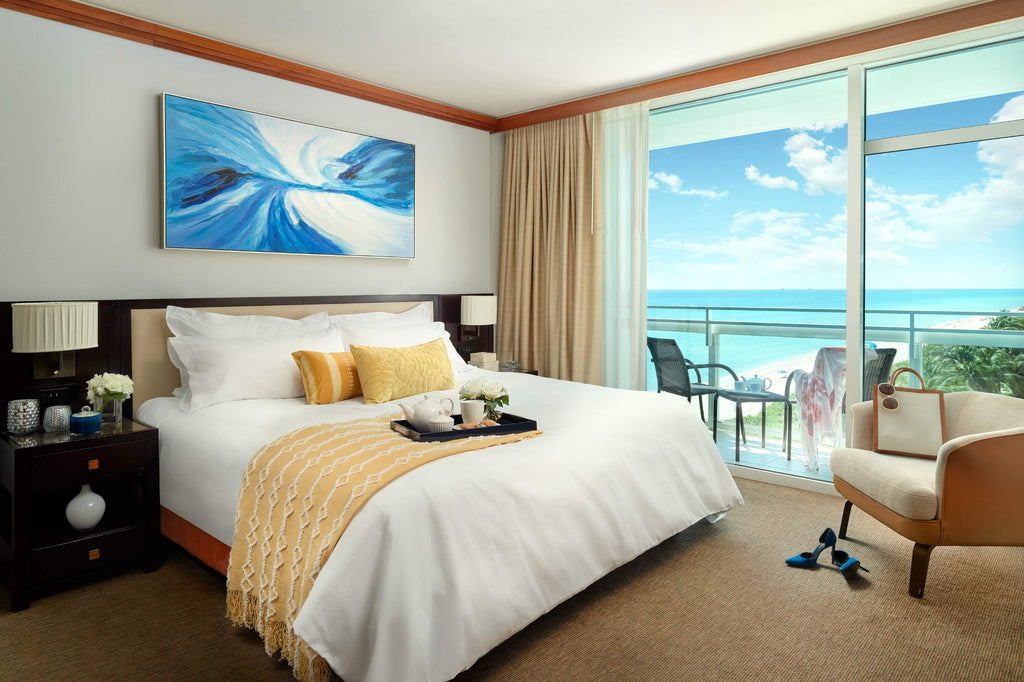 Hotel room made with Origin.  Thomaston Mills American Luxury hotel linens.